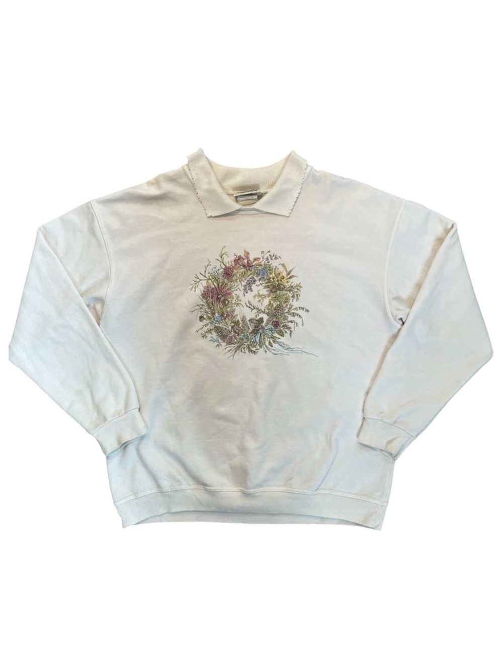 Vintage Northern Reflections Peter Pan Collar Wreath Graphic Boxy Oversized Top